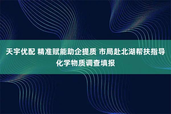 天宇优配 精准赋能助企提质 市局赴北湖帮扶指导化学物质调查填报